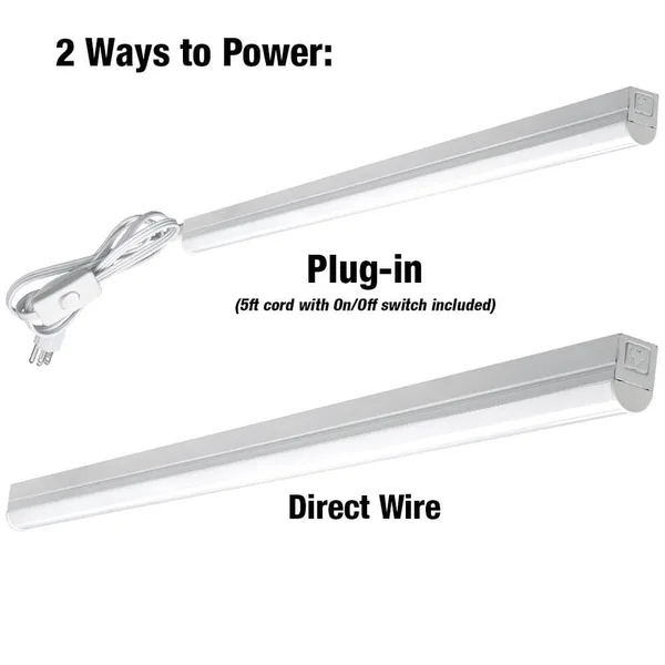 4 ft LED Garage Workshop Ceiling Strip Light Plug-In or Hardwire 1800 Lumens Power & Linking Cord 4000K Bright White