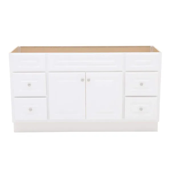 Hampton 60 in. W x 21 in. D x 33.5 in. H Bath Vanity Cabinet without Top in White
