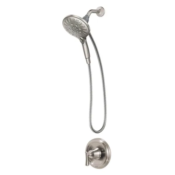 Attract with Magnetix 6-Spray Single Handle Shower Faucet 1.75 GPM in Spot Resist Brushed Nickel (Valve Included)