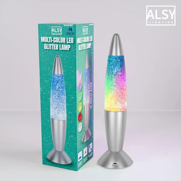 14 in. Glitter Lamp Battery-Operated Color-Changing