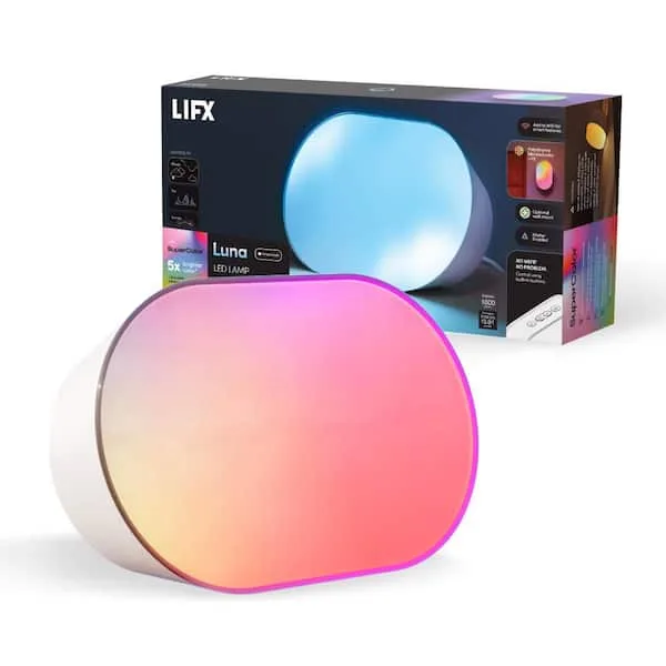 Luna 5 in. x 8 in. Oval White Integrated LED Multi-Color Smart Wi-Fi Dimmable Wall or Table Lamp