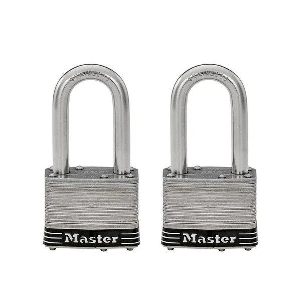 Stainless Steel Outdoor Padlock with Key, 1-3/4 in. Wide, 1-1/2 in. Shackle, 2 Pack