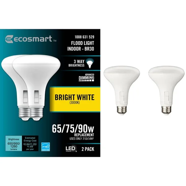 65/75/90-Watt Equivalent BR30 3-Way Flood ENERGY STAR Dimmable CEC LED Light Bulb Bright White (2-Pack)