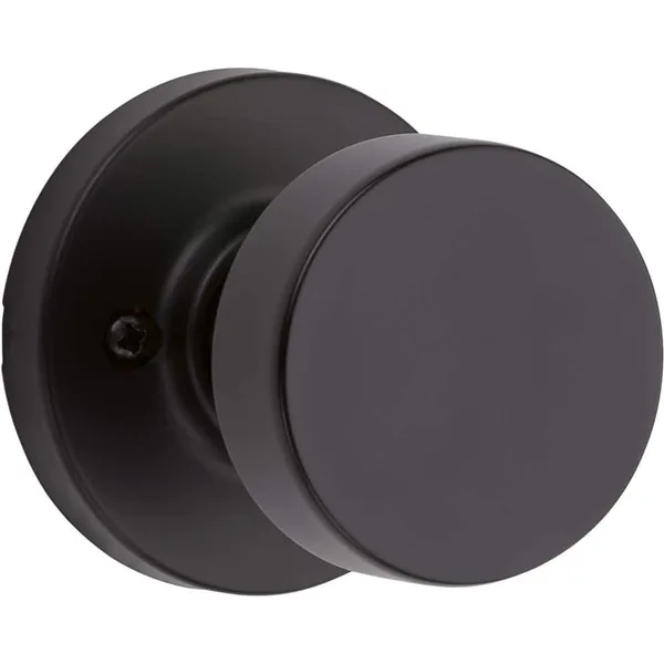 Pismo Round Matte Black Dummy Door Knob Featuring Microban Antimicrobial Technology