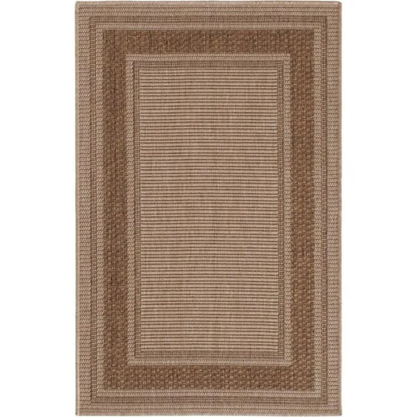 Brown Beige Border 3 ft. x 4 ft. Rectangle Indoor Runner Rug