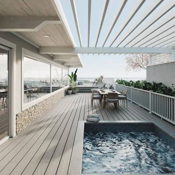 15/16 in. x 5-1/4 in. x 12 ft. Stone Gray Square Edge Capped Composite Decking Board