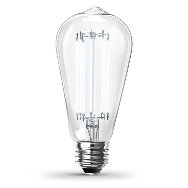 60-Watt Equivalent ST19 Dimmable Straight Filament Clear Glass E26 Vintage Edison LED Light Bulb, Daylight 5000K