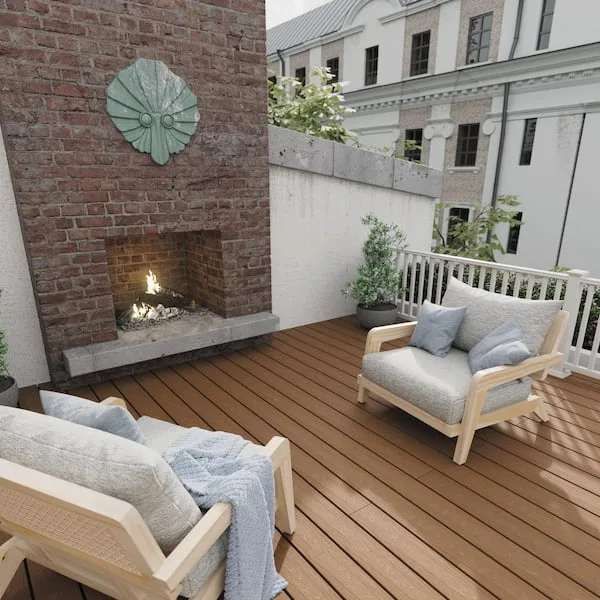 15/16 in. x 5-1/4 in. x 12 ft. Timber Brown Square Edge Capped Composite Decking Board