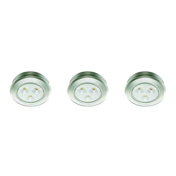 3 in. Round Silver Integrated LED Battery Operated Puck Light (3-Pack)