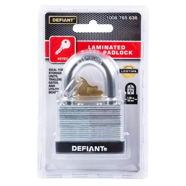 50 mm 1 in. Laminated Steel Shackle Keyed Padlock (Includes 2 Keys)