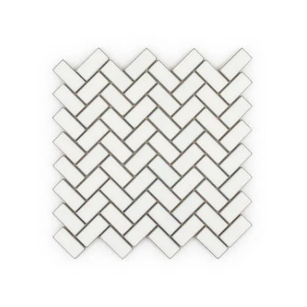 Floeberg Off-White 11.125 in. x 11.125 in. Herringbone Matte Porcelain Wall and Floor Mosaic Tile (0.859 sq. ft./Each)