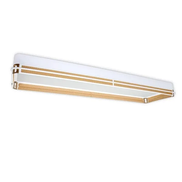 4 ft. x 12 in. White Soft Gold Rattan Accents LED Flush Mount Ceiling Light 4500LM 64W Adjustable CCT Kitchen Lighting