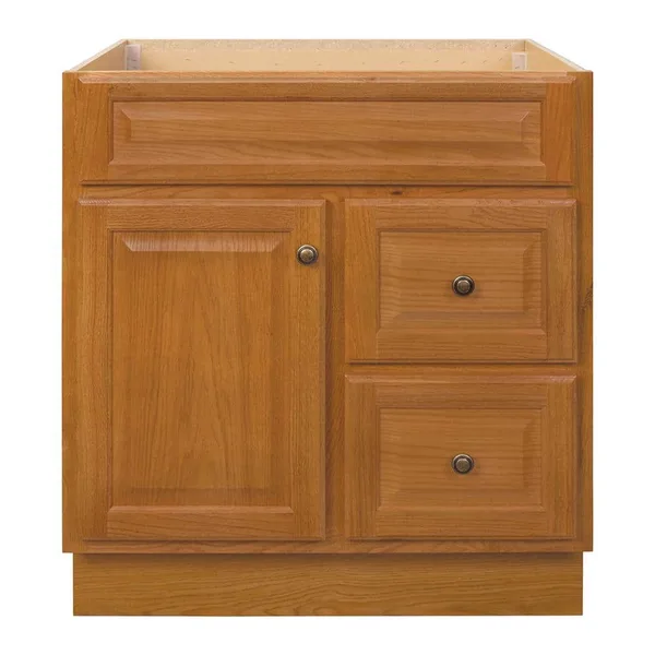 Hampton 30 in. W x 21 in. D x 33.5 in. H Bath Vanity Cabinet without Top in Oak