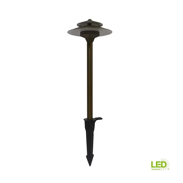 20-Watt Equivalent Low Voltage Brass Integrated LED 2700K Warm White Outdoor Landscape Path Light