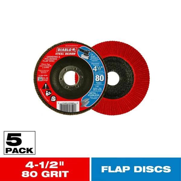 4-1/2 in. 80-Grit Steel Demon Grinding and Polishing Flap Disc with Type 29 Conical Design (5-Pack)