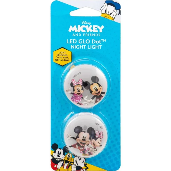 Mickey and Minnie 0.5-Watt Light Sensing Glo Dot LED Night Light (2-Pack)