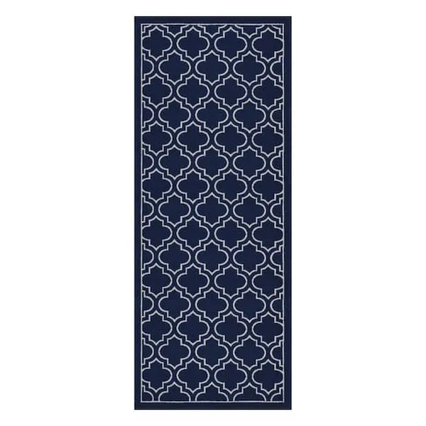 Trellis Navy 3 ft. x 4 ft. Non-Slip Indoor Area Rug