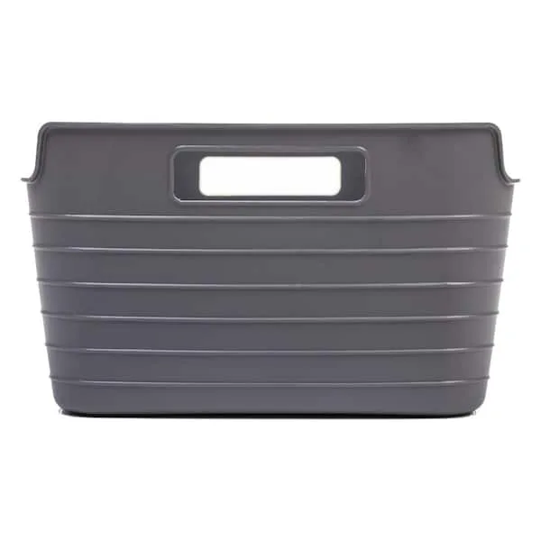6.3 in. H x 11.4 in. W x 14.6 in. D Dark Gray Plastic Flex Cube Storage Bin 1-Pack