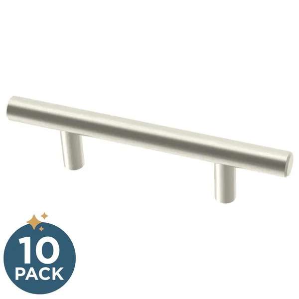 Simple Bar 3 in. (76 mm) Modern Silver Stainless Steel Cabinet Drawer Pulls (10-Pack)