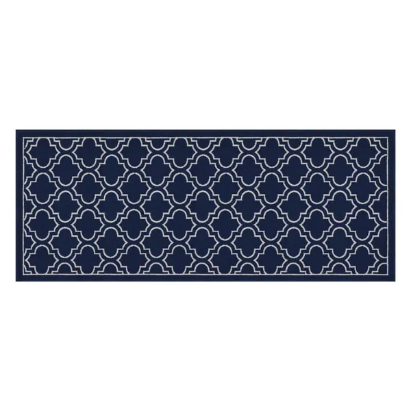 Trellis Navy  Doormat 2 ft. x 5 ft. Area Rug
