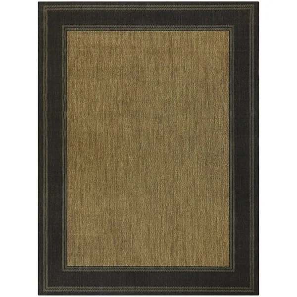 Black/Brown 8 x 10 Border Indoor/Outdoor Area Rug