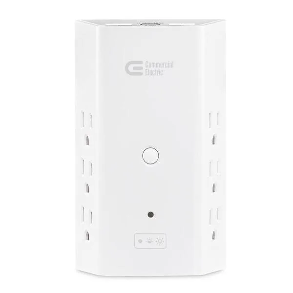 6-Outlet Surge Protector with 2 USB-A and 1 USB-C Wall Tap with Night Light