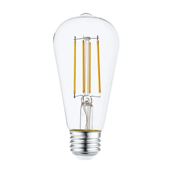 60 Watt Equivalent ST19 Dimmable Straight Filament Dusk to Dawn Vintage Edison LED Light Bulb, Soft White Light
