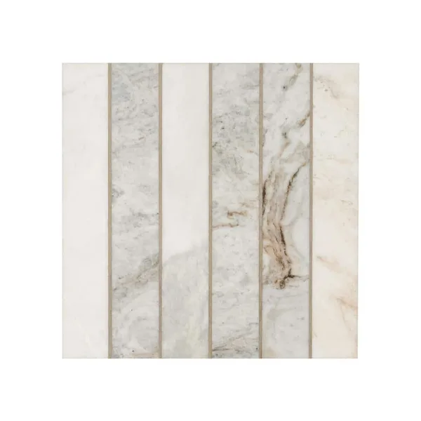 Arabescato Venato Stacked 12 in. x 12 in. Honed Marble Mesh-Mounted Floor and Wall Mosaic Tile (1 sq. ft. / Each)