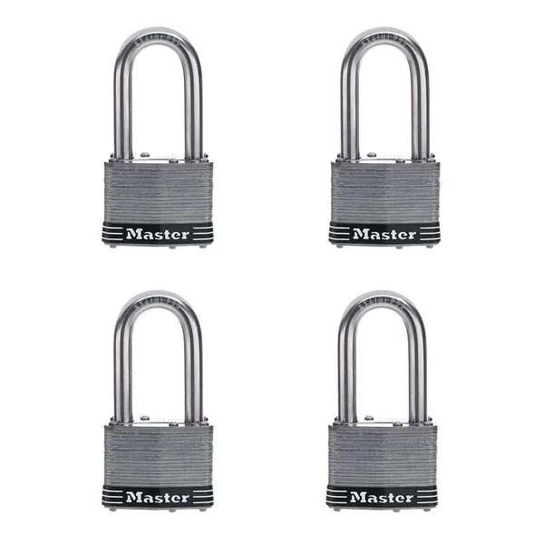 Stainless Steel Outdoor Padlock with Key, 2 in. Wide, 2 in. Shackle, 4 Pack