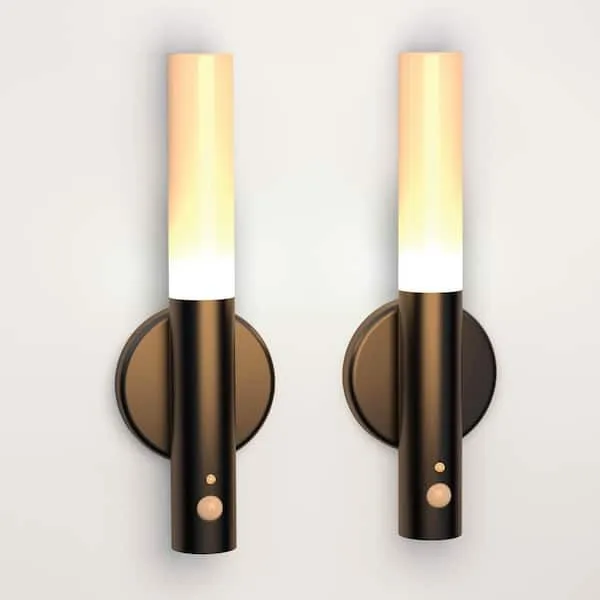 Atmosphere Integrated LED Easyglow Black Sconce Light Stick (2-Pack)
