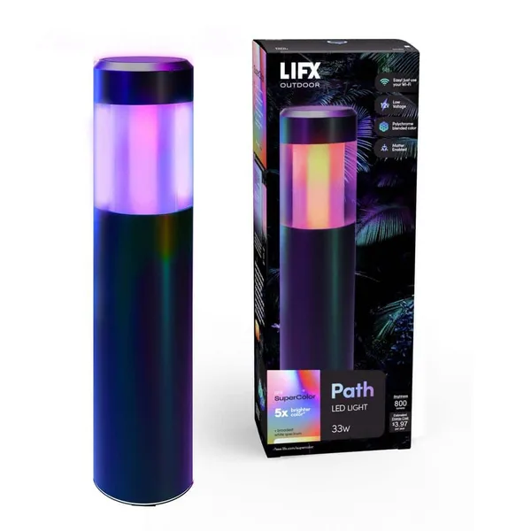 Low Voltage Black RGB Integrated LED Smart Wi-Fi Round Landscape Path Light, Works with Alexa/Hey Google/HomeKit/Siri