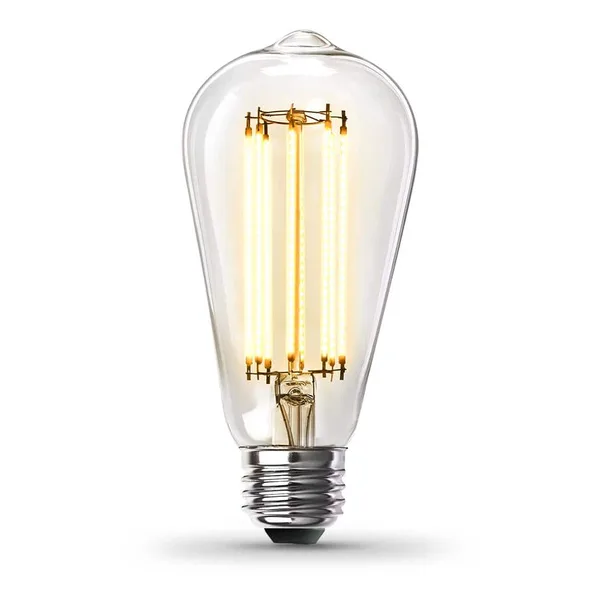 60-Watt Equivalent ST19 Dimmable Straight Filament Clear Glass E26 Vintage Edison LED Light Bulb, Soft White 2700K