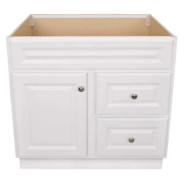 Hampton 36 in. W x 21 in. D x 33.5 in. H Bath Vanity Cabinet without Top in White